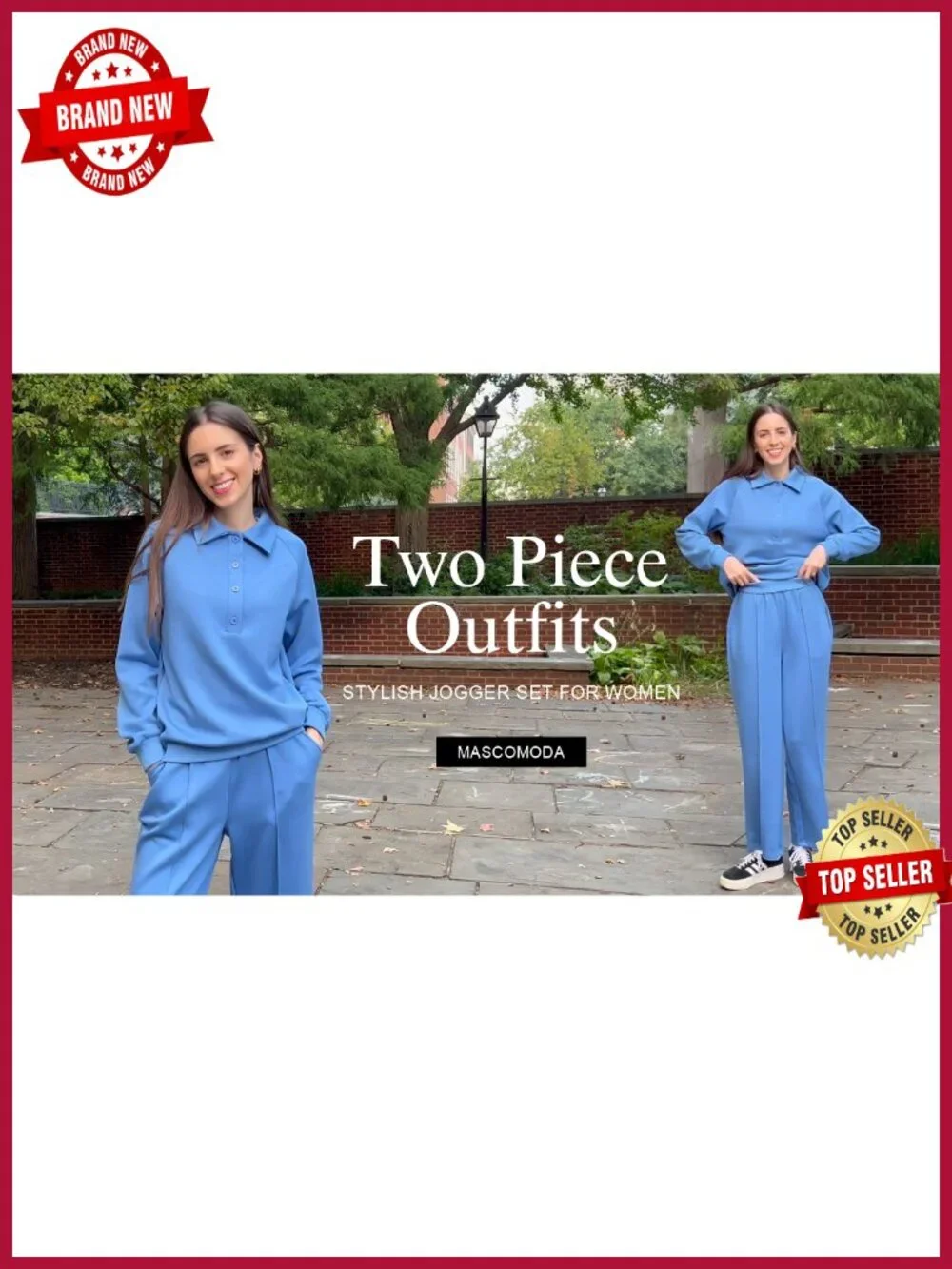 Women's 2 Piece Sweatsuit Set Quarter Button Long Sleeve Sweatshirt Wide Leg